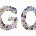 The word Go made from jigsaw puzzle pieces